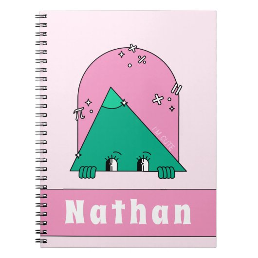 Funny Wiskunde Object Cute Triangle, gepersonalise Notitieboek (Voorkant)