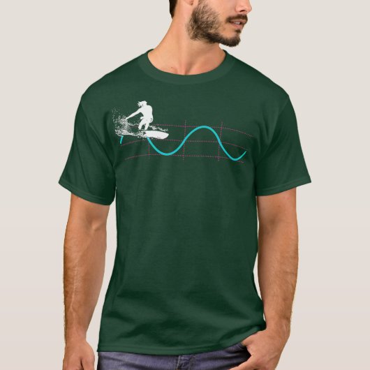 Funny Wiskunde Physics Sine Waves Surfer T-shirt (Voorkant)