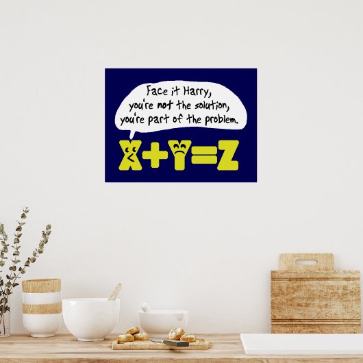 Funny Wiskunde Probleem Blauw Poster (Keuken)