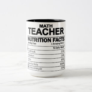 Funny Wiskunde Teacher Nutrition Facts Tweekleurige Koffiemok