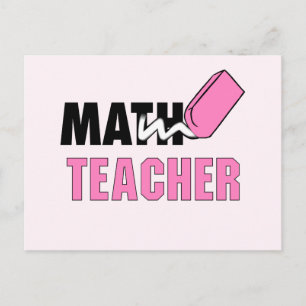 Funny Wiskunde Teacher Pink Eraser Briefkaart
