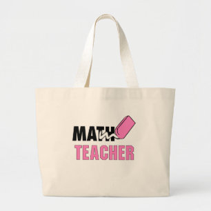 Funny Wiskunde Teacher Pink Eraser Grote Tote Bag