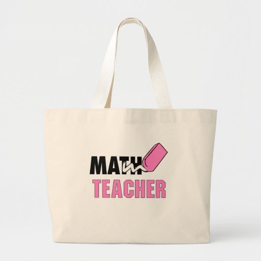 Funny Wiskunde Teacher Pink Eraser Grote Tote Bag (Voorkant)