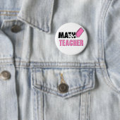 Funny Wiskunde Teacher Pink Eraser Ronde Button 5,7 Cm (In situ)