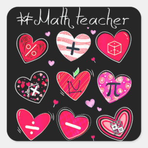 Funny Wiskunde Teacher Valentijnsdag Pi Wiskunde L Vierkante Sticker