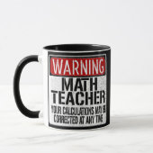 Funny Wiskunde Teacher Warning Sign Mok (Links)