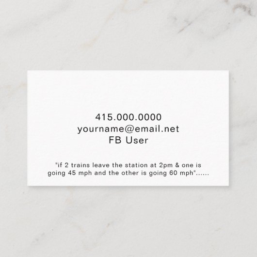 Funny Wiskunde Thandler of Teacher Square Root of Visitekaartje (Achterkant)