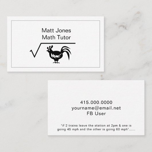 Funny Wiskunde Thandler of Teacher Square Root of Visitekaartje (Voorkant / Achterkant)