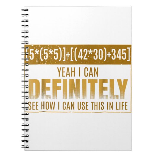 Funny Wiskunde vergelijking T-Shirt I Hate Wiskund Notitieboek (Voorkant)