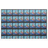 Funny Witch Bathing Suit Flying Over Beach Cat Stof (Fat Quarter)