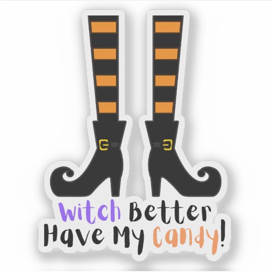 Funny Witch Better Have My Snoep Halloween Shoes Sticker (Voorkant)