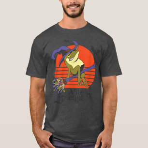 Funny Witch Cartoon Frog Riding Broomstick Hoowe T-shirt