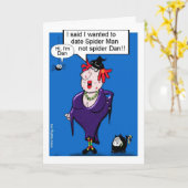 Funny Witch cartoon Halloween gepersonaliseerd Kaart (Gele Bloem)