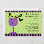 Funny Witch Cocktail Halloween Party Invitation Kaart (Voorkant)