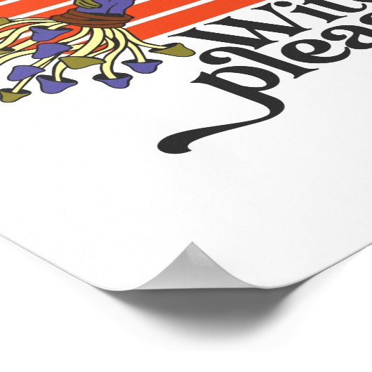 Funny Witch Frog Riding Broomstick Halloween Poster (Hoek)