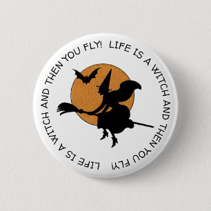 Funny Witch Humor Happy Halloween Ronde Button 5,7 Cm