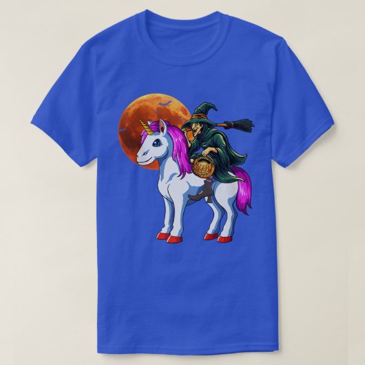 Funny Witch Riding Unicorn Halloween Costume Day G T-shirt (Design voorkant)