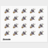 Funny Witch Tangled On Broom Art Sticker (Vel)