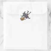 Funny Witch Tangled On Broom Art Sticker (Tas)