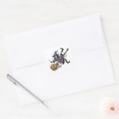 Funny Witch Tangled On Broom Art Sticker (Envelop)