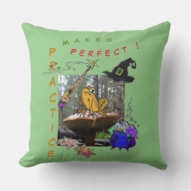 Funny Witch Toad Cartoon Humor Cust. Sierkussens Kussen (Voorkant)