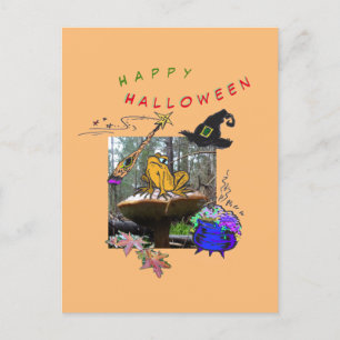 Funny Witch Toad Cartoon Humor Halloween Briefkaar Briefkaart