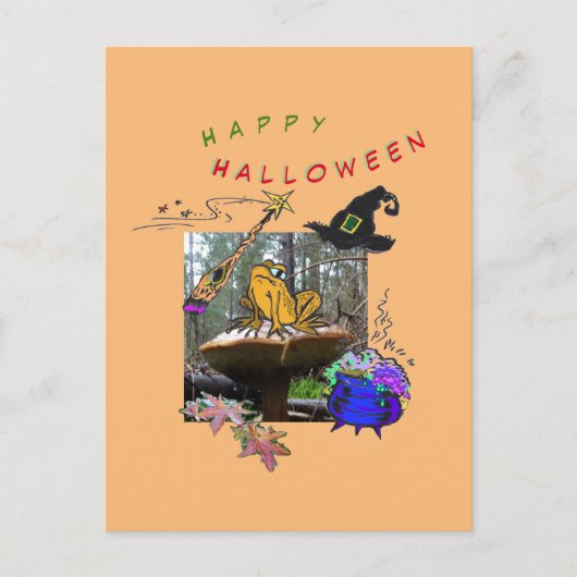 Funny Witch Toad Cartoon Humor Halloween Briefkaar Briefkaart (Voorkant)