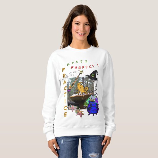 Funny Witch Toad Cartoon Humor Sweatshirt (Voorkant volledig)