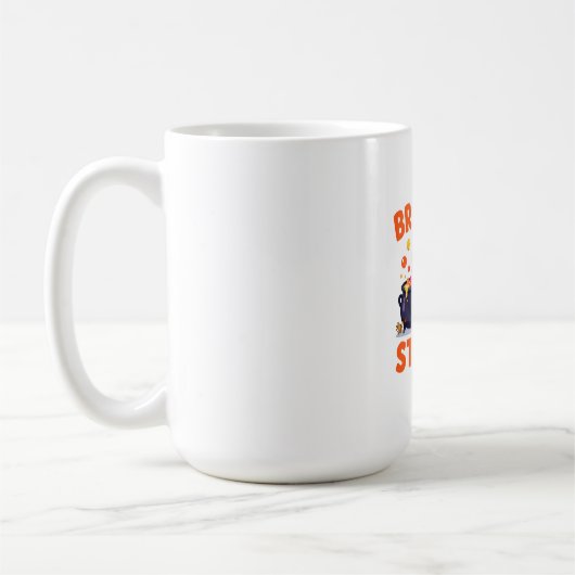 Funny Witch Yoga Design - "Brew & Stretch" Cartoon Koffiemok (Links)