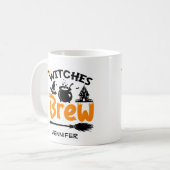Funny Witches Brew Halloween gepersonaliseerd Koffiemok (Voorkant links)