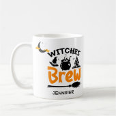 Funny Witches Brew Halloween gepersonaliseerd Koffiemok (Links)