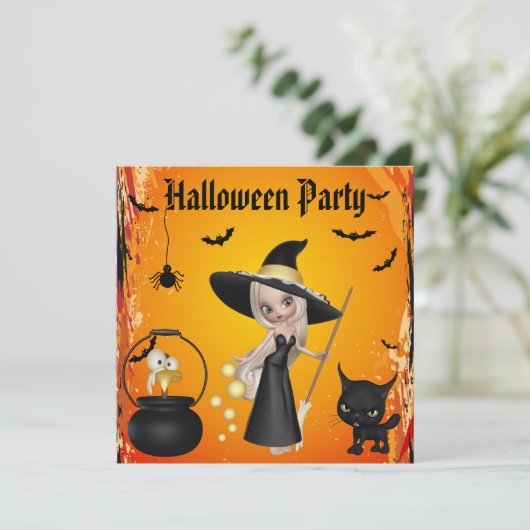 Funny Witches Brew Halloween Party nodigt uit Kaart (Staand voorkant)