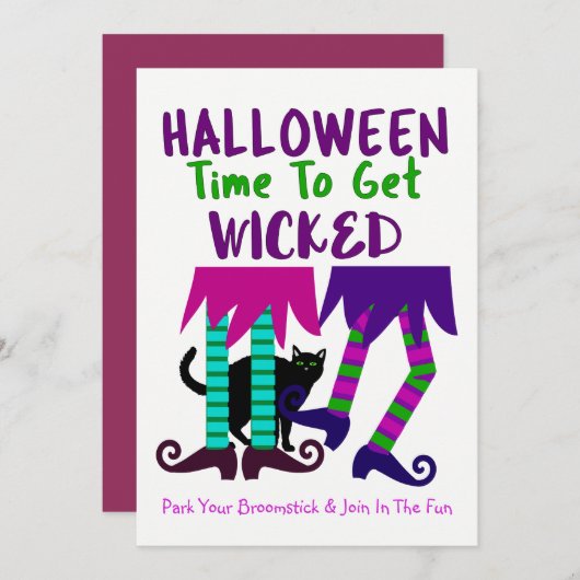 Funny Witches Halloween Editable Cute Fun Party Kaart (Voorkant / Achterkant)