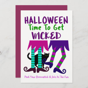 Funny Witches Halloween Editable Cute Fun Party Kaart