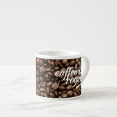 Funny Witty Pun Caffeino Royale Espresso Kop (Voorkant rechts)