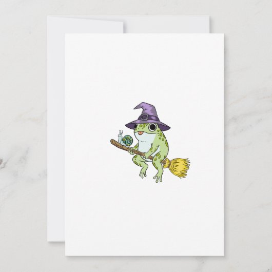 Funny Wizard Frog Rides A Broomstick Illustration Kaart (Voorkant)