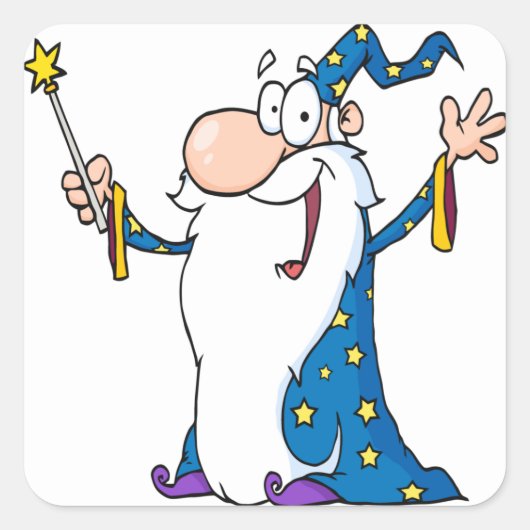 Funny Wizard Vierkante Sticker (Voorkant)