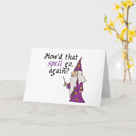 Funny Wizard Wenskaarten Kaart (Gele Bloem)