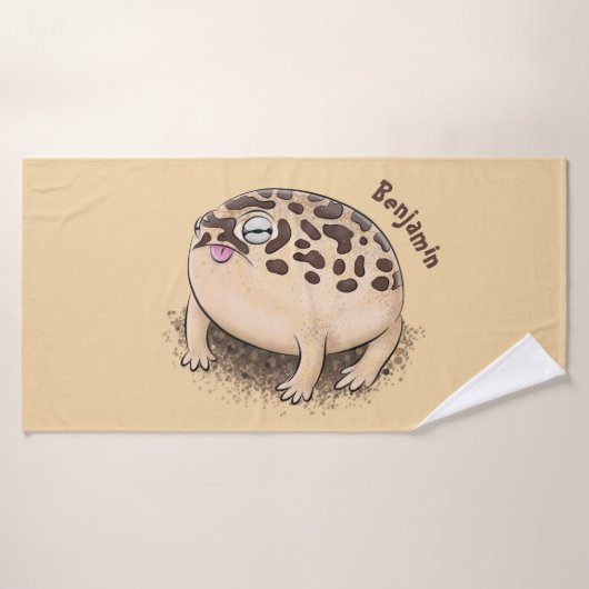 Funny woestijn regen kikker cartoon illustratie bad handdoek (Badhanddoek)