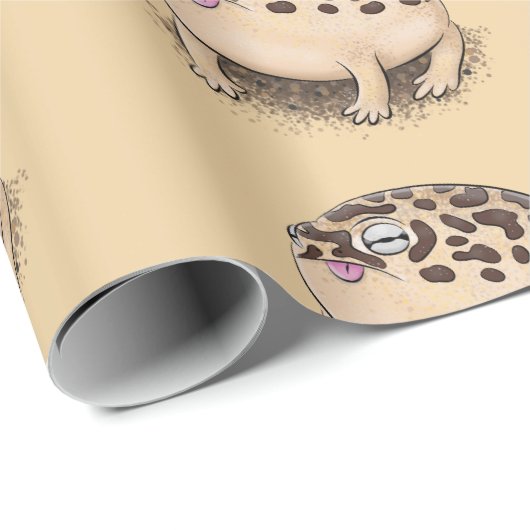 Funny woestijn regen kikker cartoon illustratie cadeaupapier (Rol Hoek)