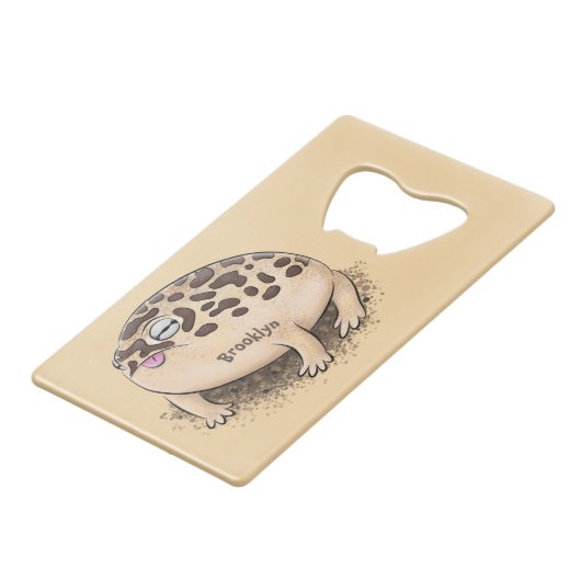 Funny woestijn regen kikker cartoon illustratie creditkaart flessenopener (Achterkant Gekanteld)