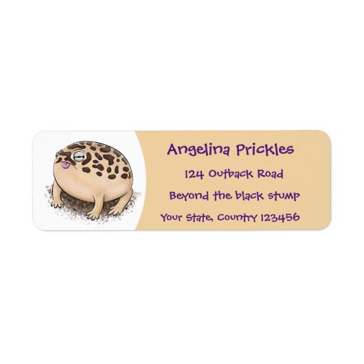 Funny woestijn regen kikker cartoon illustratie etiket (Voorkant)