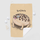 Funny woestijn regen kikker cartoon illustratie golfhanddoek (Insitu)