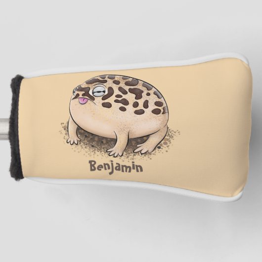 Funny woestijn regen kikker cartoon illustratie golfheadcover (Voorkant)