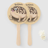 Funny woestijn regen kikker cartoon illustratie handwaaier (Voorkant en achterkant)