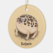 Funny woestijn regen kikker cartoon illustratie keramisch ornament (Links)