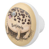 Funny woestijn regen kikker cartoon illustratie keramische knop (Rechts)