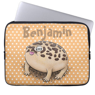 Funny woestijn regen kikker cartoon illustratie laptop sleeve