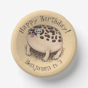 Funny woestijn regen kikker cartoon illustratie papieren kommen