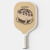 Funny woestijn regen kikker cartoon illustratie pickleball paddle (Achterkant)
